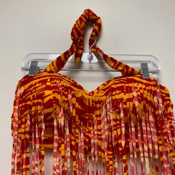 NEW 2 Piece Zebra Print Fringe Accent Plus Size High‎ Waist Swimsuit, size XXL - Picture 4 of 11